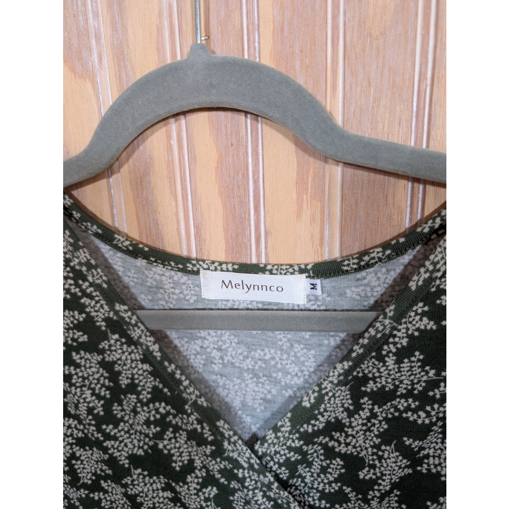 Women's Melynno Green Floral Print Wrap Around Sleeveless Dress Size M - Picture 3 of 8